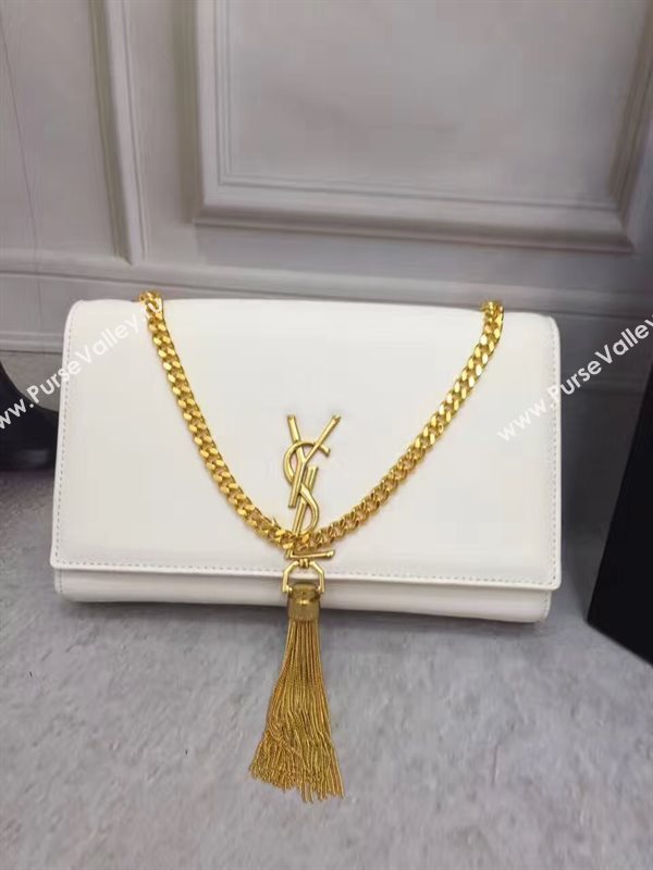 YSL leather white chain clutch Tassel bag 4833