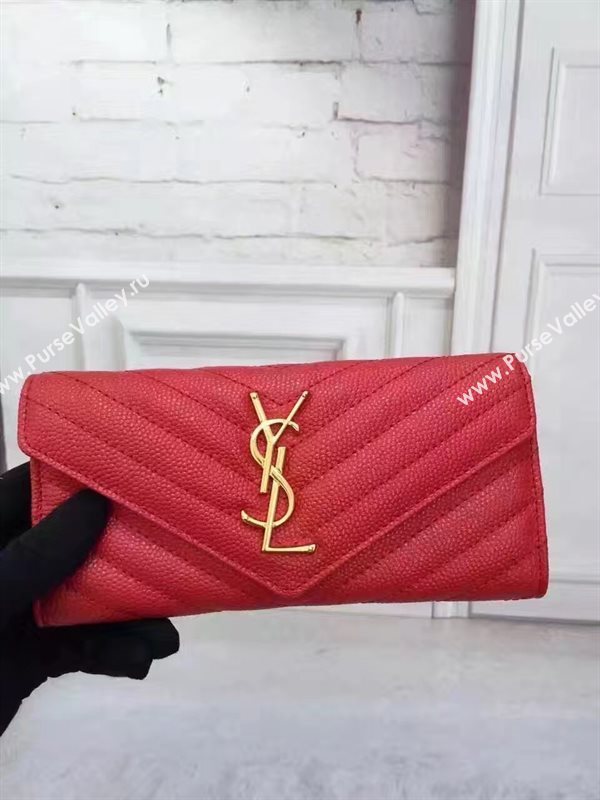 YSL grain leather wallet red bag 4838