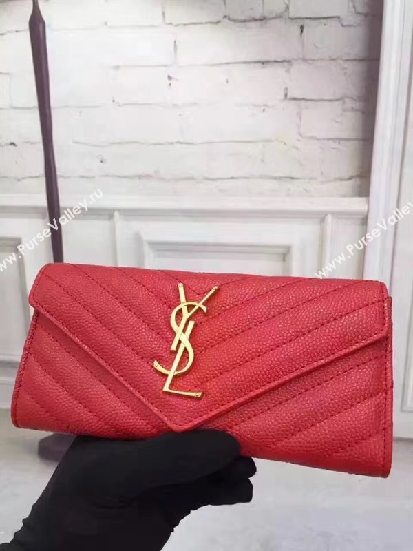 YSL grain leather wallet red bag 4838
