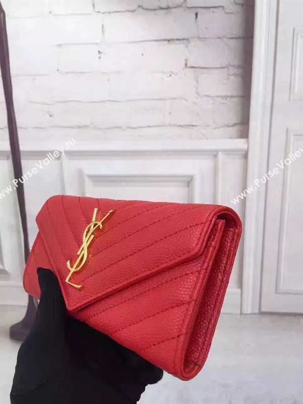 YSL grain leather wallet red bag 4838