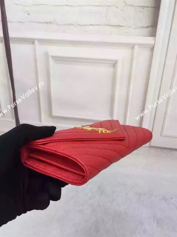 YSL grain leather wallet red bag 4838