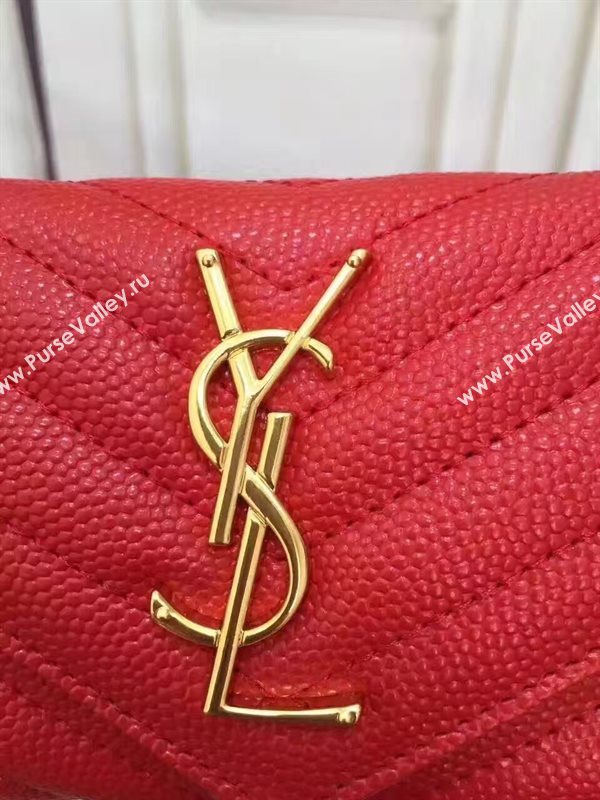 YSL grain leather wallet red bag 4838