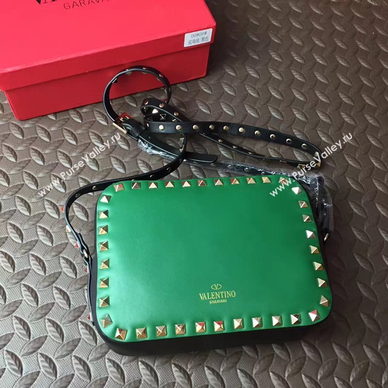 Valentino box shoulder green tri bag 4998