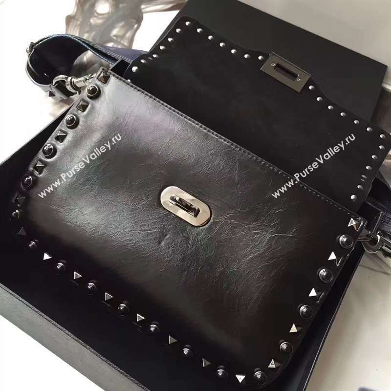 Valentino black guitar shoulder rockstud bag 4907