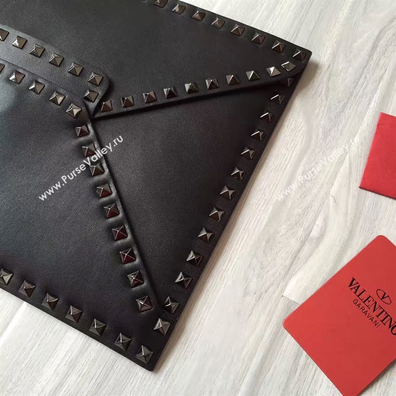 Valentino large black clutch rockstud bag 4916