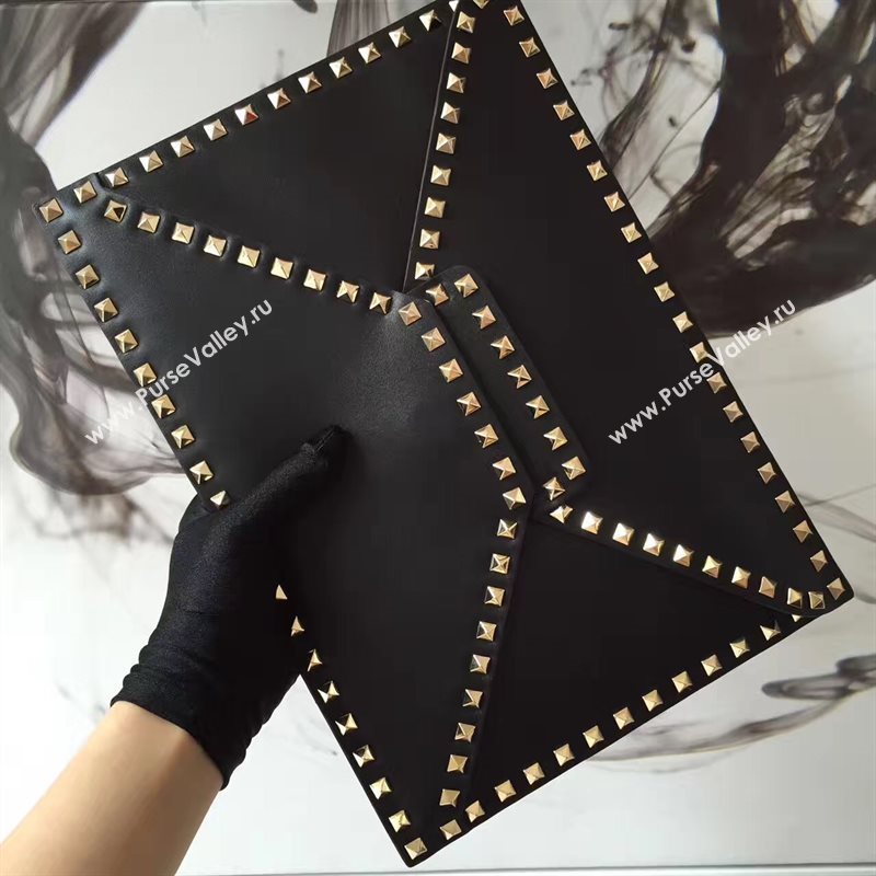 Valentino large rockstud clutch black gold v bag 4917