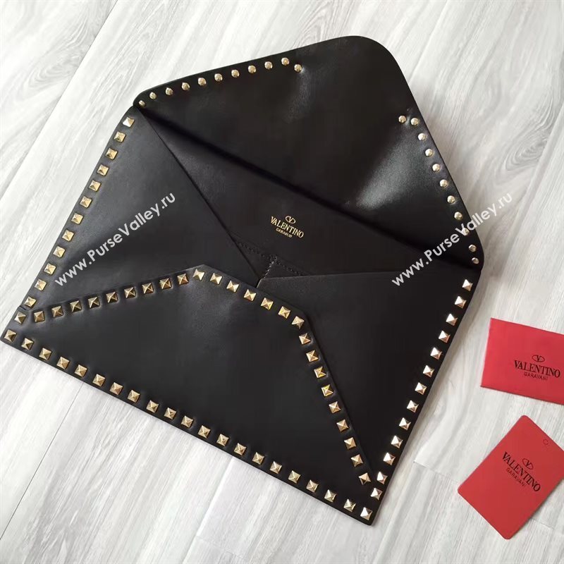Valentino large rockstud clutch black gold v bag 4917