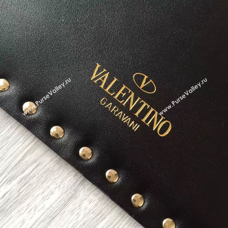 Valentino large rockstud clutch black gold v bag 4917