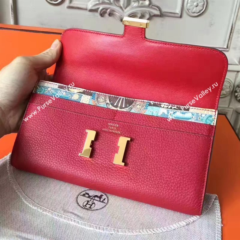 Hermes large Constance top leather wallet red bag 5040