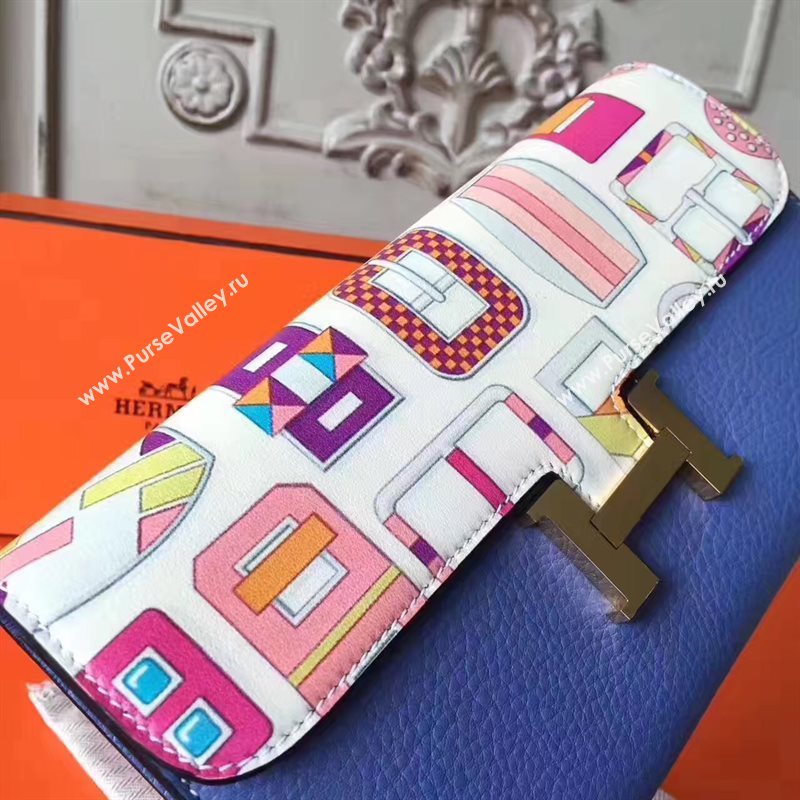 Hermes large Constance top leather wallet blue bag 5041