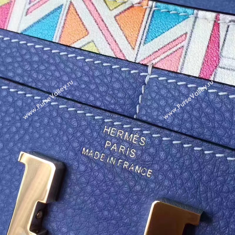 Hermes large Constance top leather wallet blue bag 5041