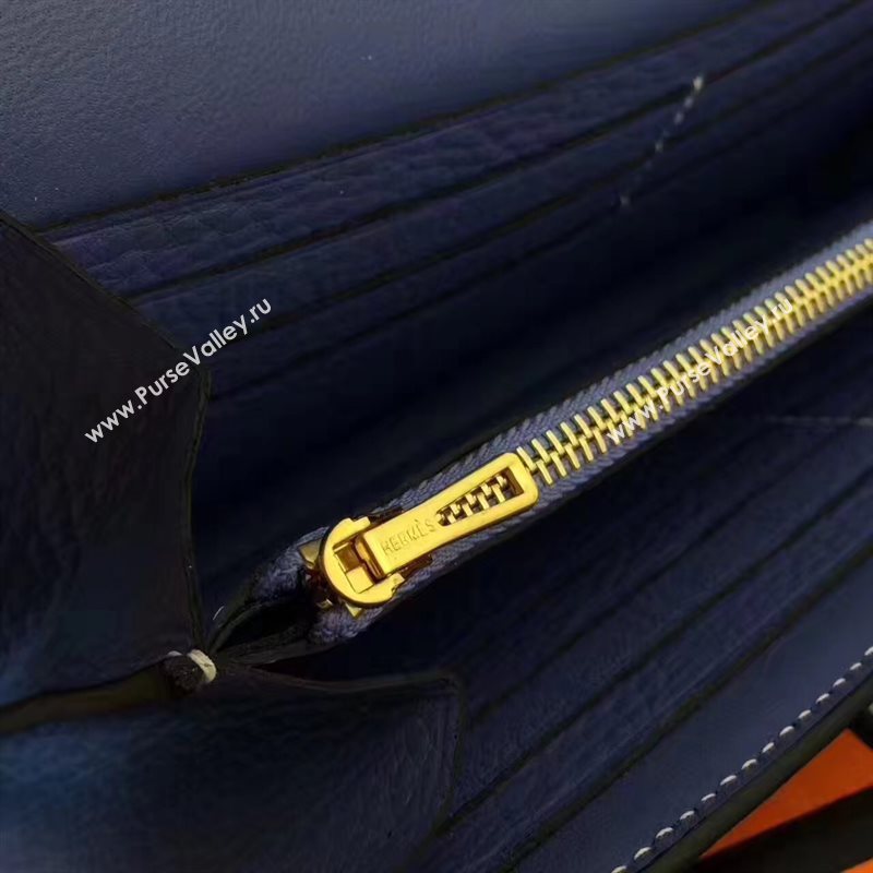 Hermes large Constance top leather wallet blue bag 5041