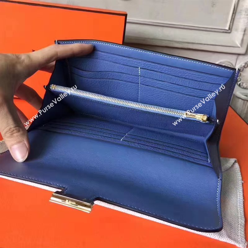 Hermes large Constance top leather wallet blue bag 5041
