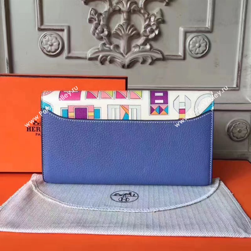 Hermes large Constance top leather wallet blue bag 5041