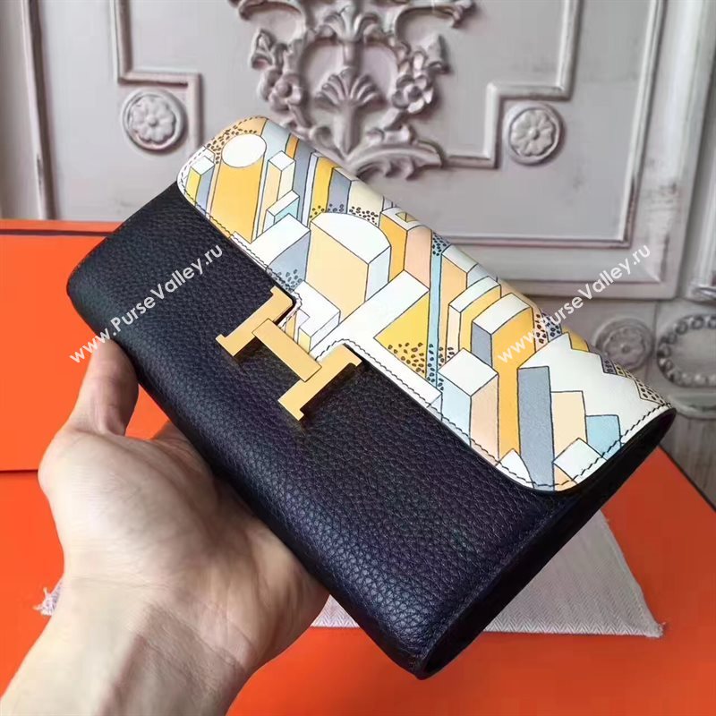 Hermes large Constance top leather wallet black bag 5042