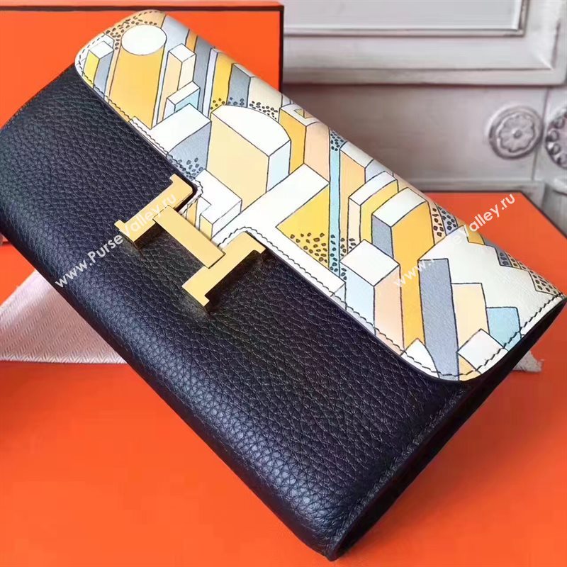 Hermes large Constance top leather wallet black bag 5042