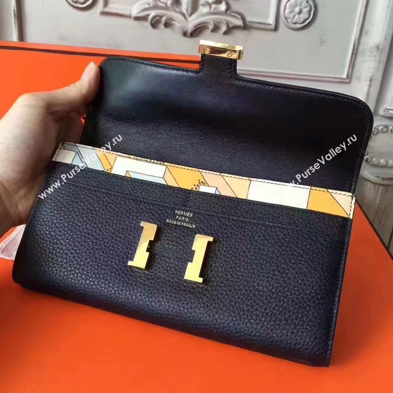 Hermes large Constance top leather wallet black bag 5042