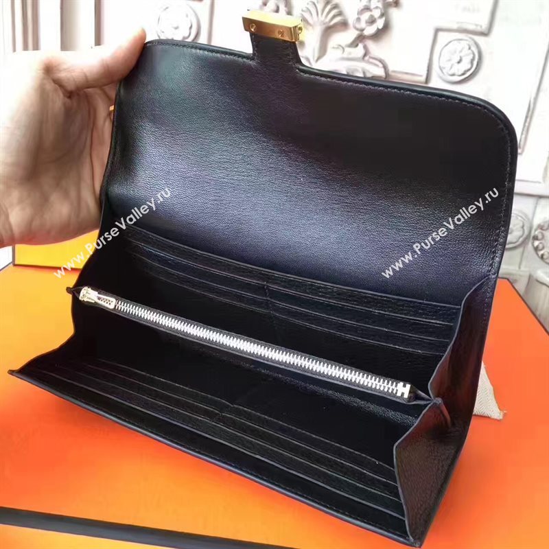 Hermes large Constance top leather wallet black bag 5042