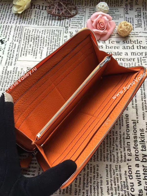 Hermes large wallet orange bag 5046