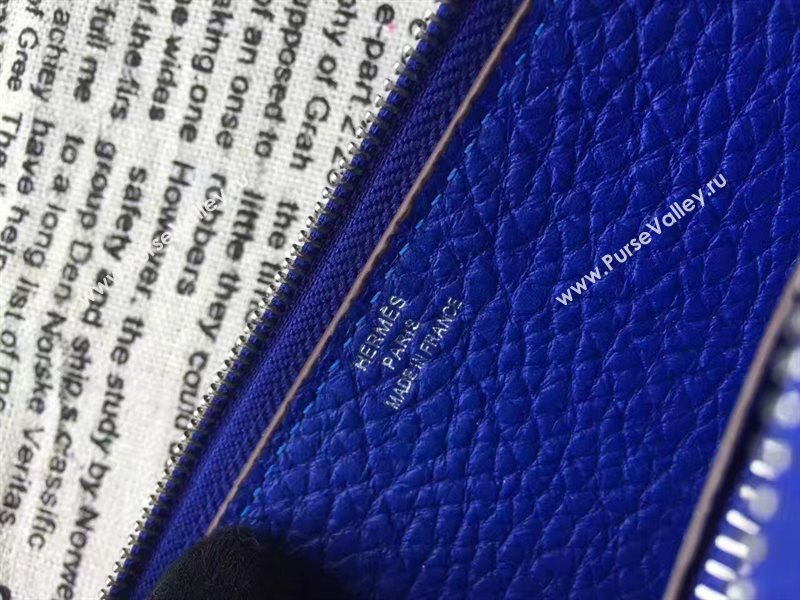 Hermes large zipper wallet blue bag 5051