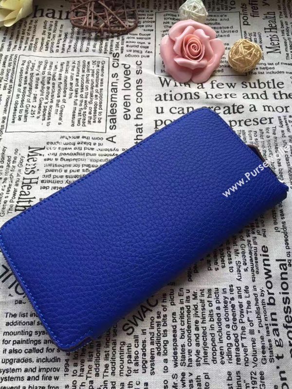 Hermes large zipper wallet blue bag 5051