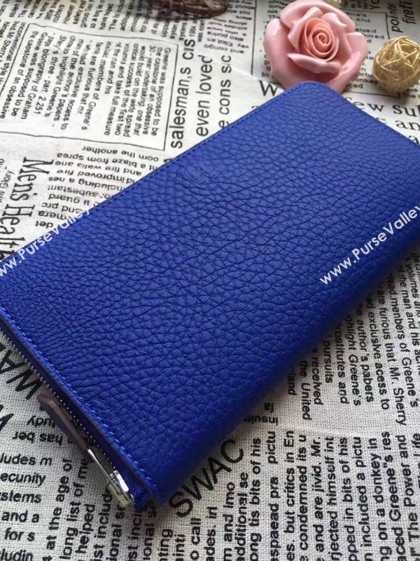 Hermes large zipper wallet blue bag 5051