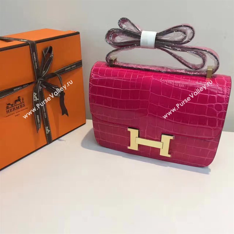 Hermes crocodile Constance red paint bag 5053