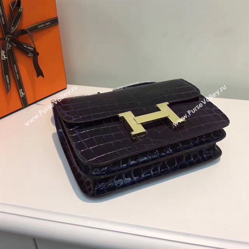 Hermes crocodile Constance black paint bag 5055