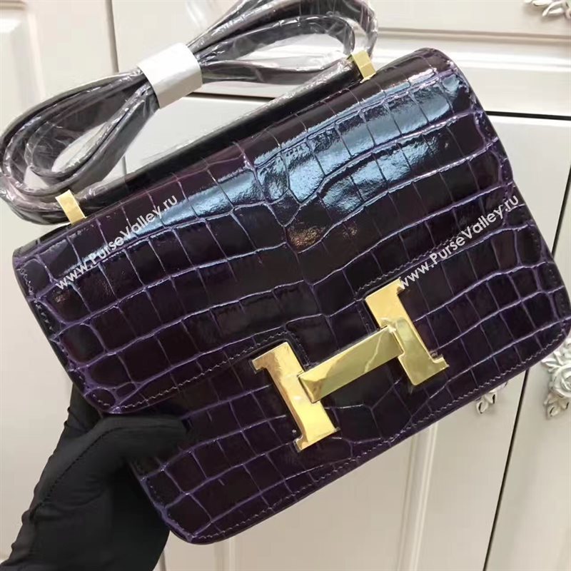 Hermes crocodile Constance black paint bag 5055