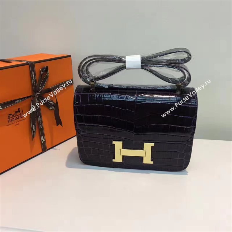 Hermes crocodile Constance black paint bag 5055