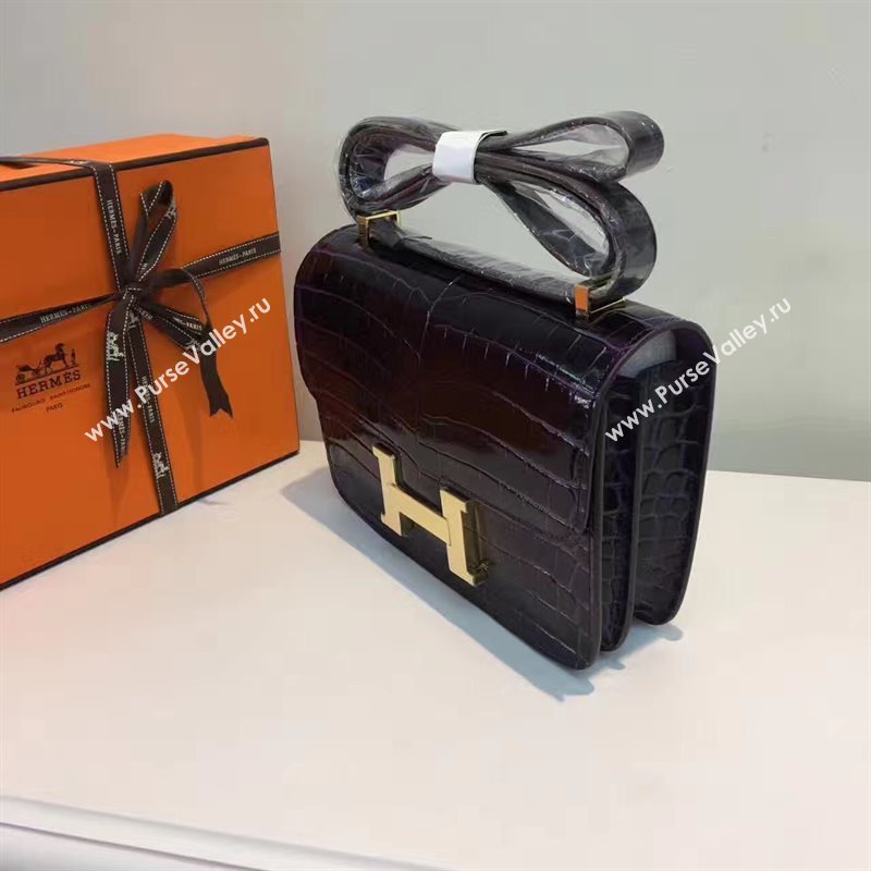Hermes crocodile Constance black paint bag 5055