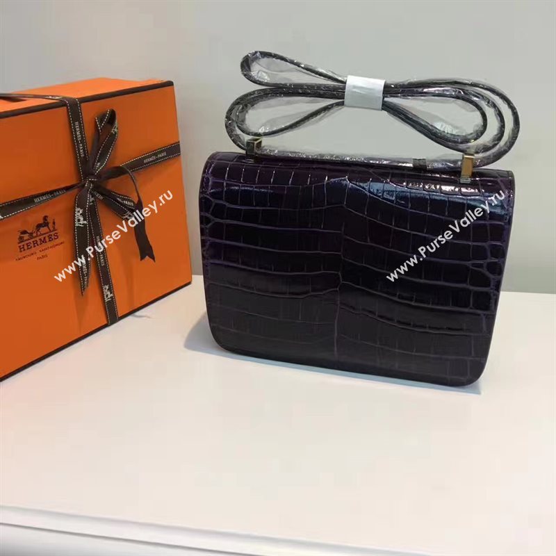 Hermes crocodile Constance black paint bag 5055
