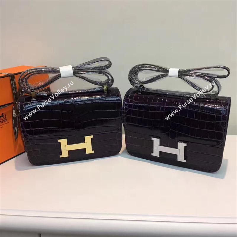 Hermes crocodile Constance black paint bag 5055