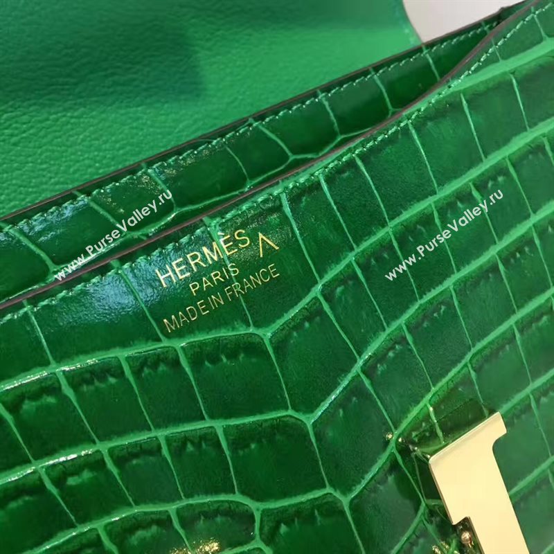 Hermes crocodile Constance green paint bag 5056