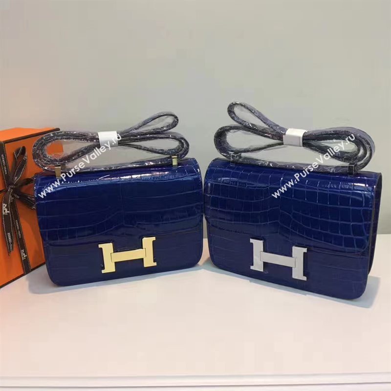Hermes crocodile Constance navy paint bag 5057