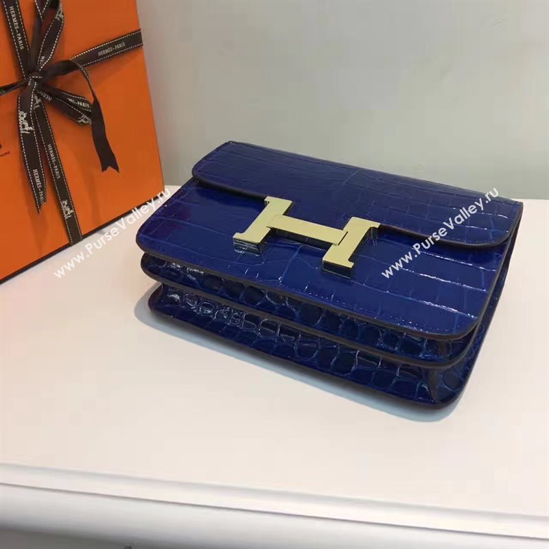 Hermes crocodile Constance navy paint bag 5057