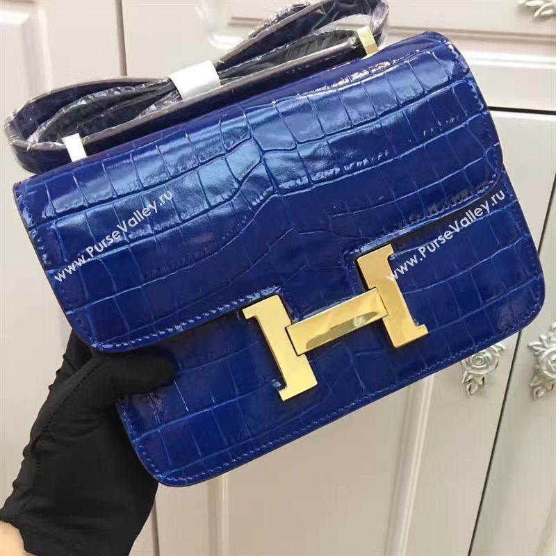 Hermes crocodile Constance navy paint bag 5057