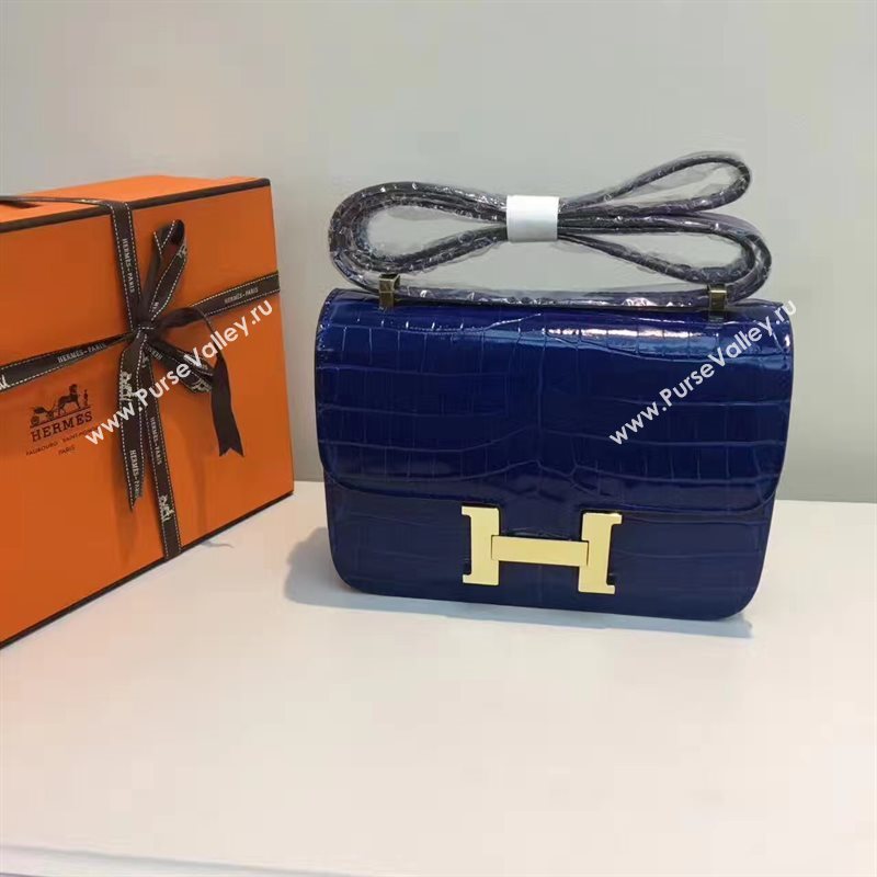 Hermes crocodile Constance navy paint bag 5057