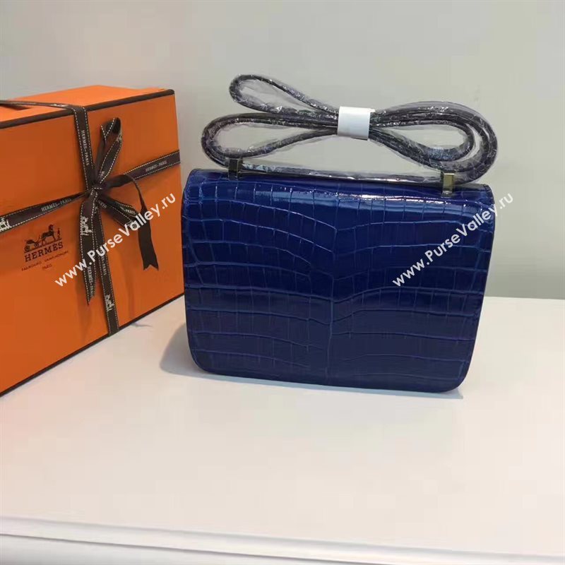 Hermes crocodile Constance navy paint bag 5057