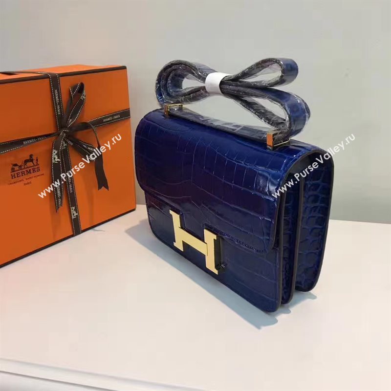 Hermes crocodile Constance navy paint bag 5057