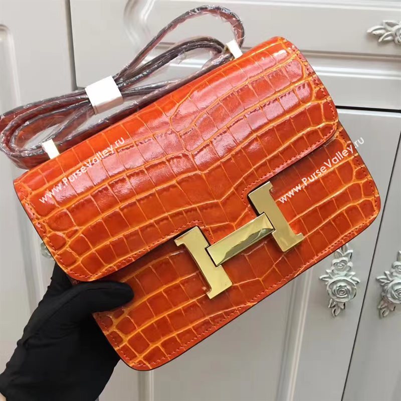Hermes crocodile orange Constance bag 5058