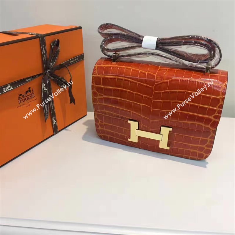 Hermes crocodile orange Constance bag 5058