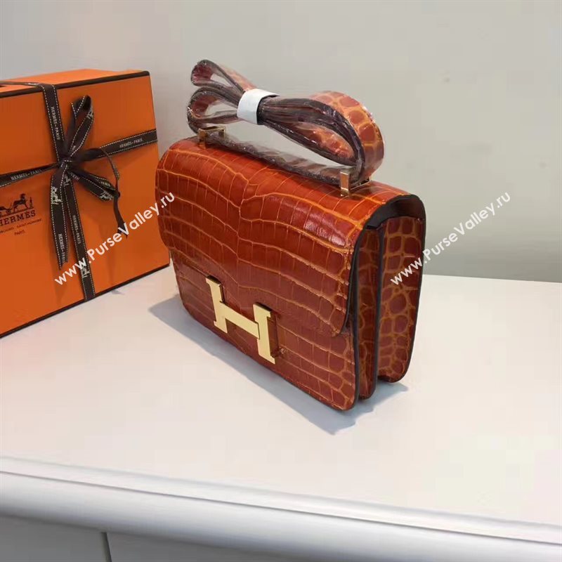 Hermes crocodile orange Constance bag 5058