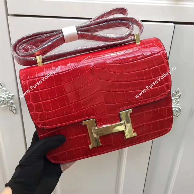 Hermes crocodile Constance red paint bag 5060