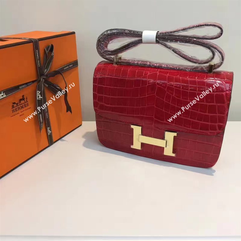 Hermes crocodile Constance red paint bag 5060