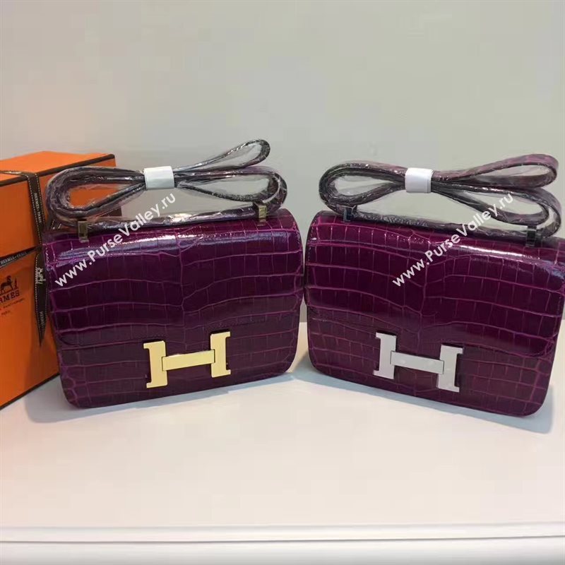 Hermes crocodile Constance wine paint bag 5061