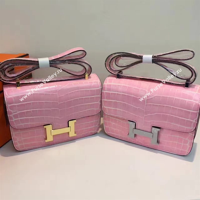 Hermes crocodile Constance pink paint bag 5062