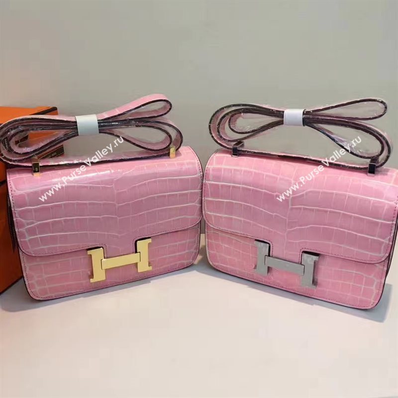 Hermes crocodile Constance pink paint bag 5062
