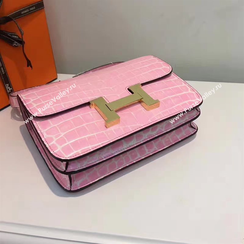 Hermes crocodile Constance pink paint bag 5062