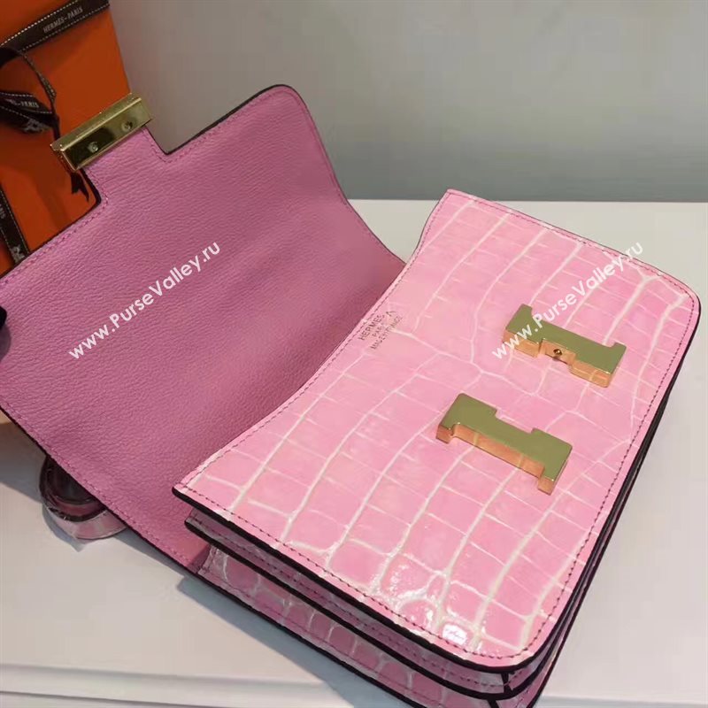 Hermes crocodile Constance pink paint bag 5062
